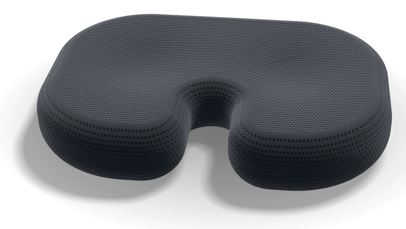 Black cushion from the back, showing the cutout
